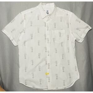 Old Navy Men's Button Down Large Shirt Seahorse Print Slim Fit L